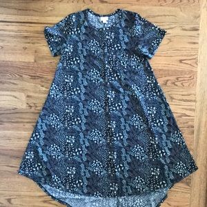🎀 LuLaRoe CARLY Dress Navy Print Neutral Slinky